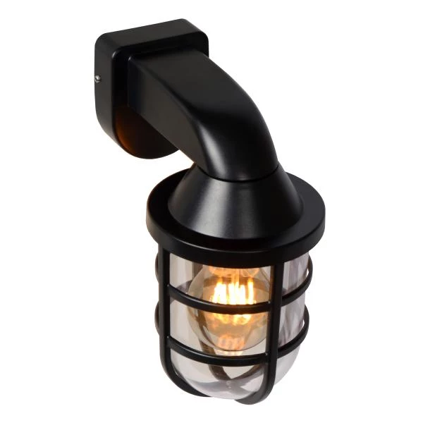 Lucide LEWIS - Wall light Indoor/Outdoor - 1xE27 - IP44 - Black - detail 3